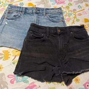 Black and Blue Denim Women's Shorts